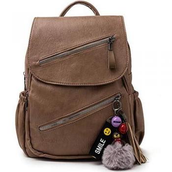 Bolso Mochila Cuero Mujer Antirrobo Mochilas Mujer Casual, JOSEKO Ligero de PU Impermeable Mochila de Viaje de Gran Capacidad Bolsa de Hombro Convertible con Adorno Colgante Tassel