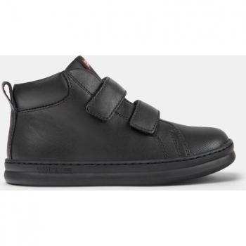 Camper Runner Four Kids Black Leather Sneakers with Velcro Closure