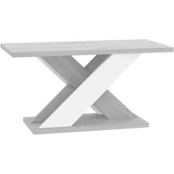 Mesa de centro angular Goodyear 116, aglomerado laminado blanco y gris, 110 x 70 x 60 cm