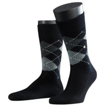 Burlington Black Preston Extra Soft Feeling Argyle Socks for Men, Size 6.5-11
