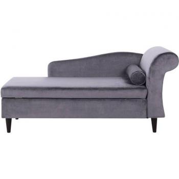 Chaise Longue de Terciopelo Gris Oscuro con Almacenamiento Lado Izquierdo Luiro