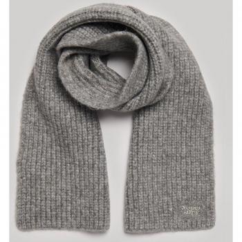 Superdry Bufanda de Punto de Canalé Gris Mujer Adulto