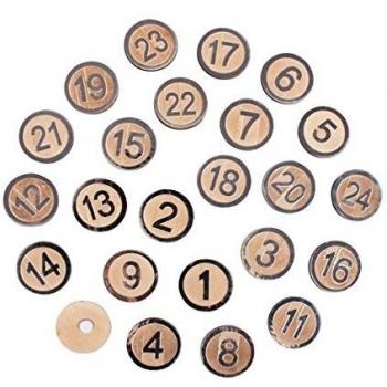 Calendario de Adviento MDF con 24 Números Adhesivos - Plata Ø 3,5 cm