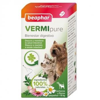 Beaphar VERMIpure Comprimidos Antiparasitarios Naturales para Perros Pequeños y Cachorros - 50 comprimidos, apto para perros de menos de 15 kg