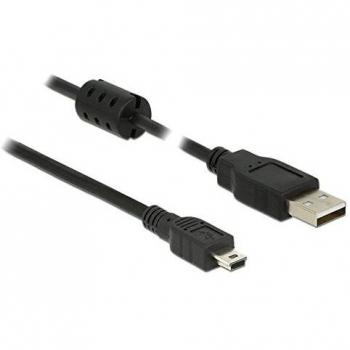 Cable USB 2.0 de 5m Tipo A a Mini B con núcleo en ferrite, color negro