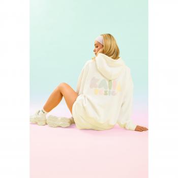 Kaiia Design Bubble Logo Oversized Hoodie Cream & Rainbow UK 6