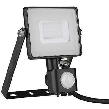Faro LED 30W con Sensor de Movimiento y Crepuscular, IP65, Color Negro, Luz Natural 4000K