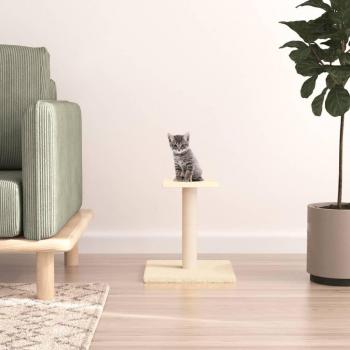 Poste Rascador para Gatos con Plataforma Árbol de Escalada Color Crema, Gris Claro y Gris Oscuro 38 cm