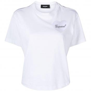 Dsquared2 Women's Boxy-Fit Cotton T-Shirt in White | Size XS | S75GD0382S24662100