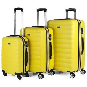 ITACA - Juego de Maletas de Viaje Rígidas 4 Ruedas Trolley 55/65/75 cm ABS. Extensibles. Cómodas Prácticas y Ligeras. 3 Tamaños Pequeña Mediana y Grande. Calidad y Precio. 71200, Color Amarillo