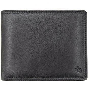 Prime Hide - Cartera de piel para hombre Washington Lujo Classic 3898 bloqueo RFID, negro