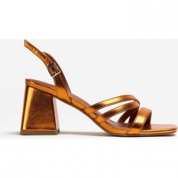 Sandalias de tacón Cloe naranja metalizado