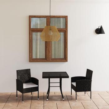 Juego de comedor para jardín 3 piezas Polyrattan negro