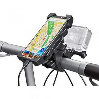 Wiecok Soporte Movil Gopro [2 In 1], Soporte Universal Manillar para Bicicleta y Motocicleta con Rotación 360°, Anti Vibración para 4.0-6.5 Smartphones & GoPro Hero, etc