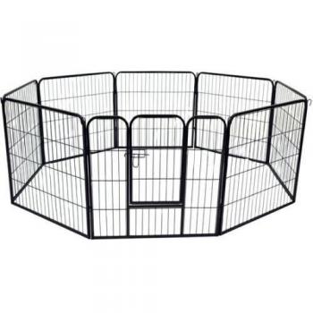 HOMCOM Parque Mascotas Valla 8 Piezas 80x80cm + Puerta Entrenamiento Perros