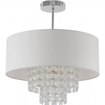 Lindby Estera Plafón con Colgante Blanco, Lámpara de Techo Moderna en Plástico e.o. para Salón y Comedor, 1 Llama E27, Lámpara de Techo Textil