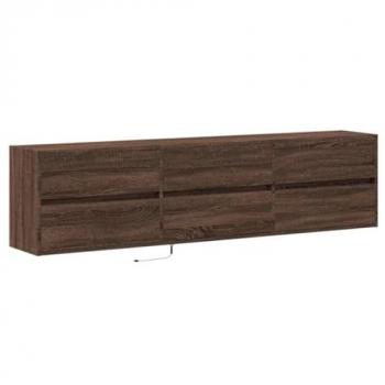Mueble TV Multimedia con Estante Pared LED RGB Roble Marrón 180 x 31 x 45 cm