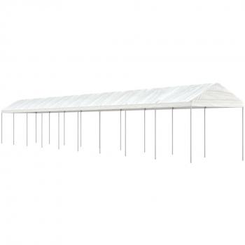Cenador Gazebo con techo de polietileno blanco 20,07x2,28x2,69 m