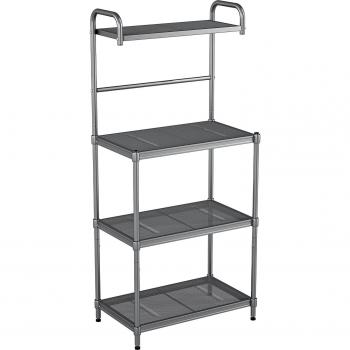 Estantería de Cocina Multifuncción de Hierro Lacado para Microondas, 4 Niveles, Gran Almacenamiento, Carga 25 kg por Nivel, 59x34x136 cm