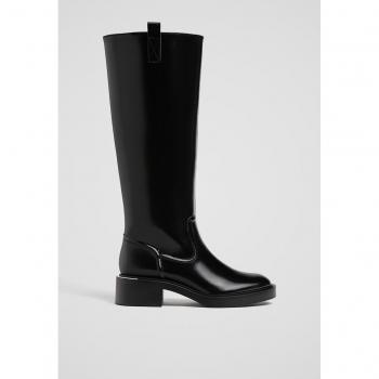 Stradivarius Flat Equestrian-Style Boots - Black - Size 6½ and Size 4