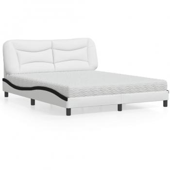 Cama con colchón cuero sintético blanco y negro 160x200 cm vidaXL
