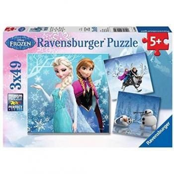 Ravensburger Frozen Winter Adventures 3 x 49 Piece Jigsaw Puzzle for Kids – Every Piece is Unique, Pieces Fit Together Perfectly