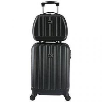 BLUESTAR Set Trolley rígido + neceser Prague Negro