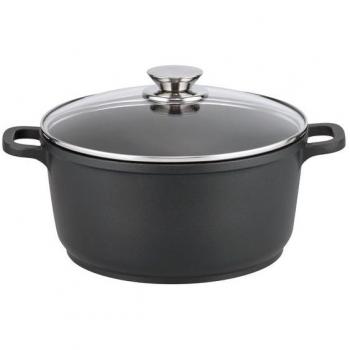 Cacerola alta de aluminio fundido Elo Alucast 24 cm, 4 litros, apta para inducción con tapa de cristal
