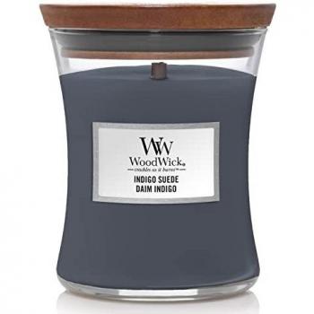Vela perfumada Woodwick Indigo Suede 275 g