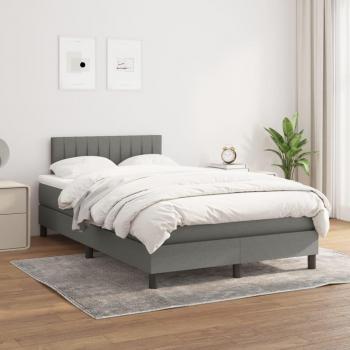 Cama box spring con colchón de muelles gris oscuro 120x200 cm tela