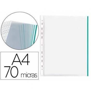 Funda Multitaladro Q-Connect Din A4 70 MC PP Cristal con Borde Verde Bolsa de 10 uds - KF18052