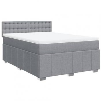 Cama Box Spring con colchón de tela gris claro 160x200 cm