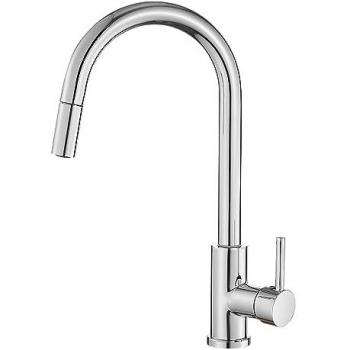 Grifo de Cocina Monomando Extraíble Cromado Serie Parana - Alta Presión, Giratorio 360º, Ahorro de Agua, Instalación Fácil y Rápida