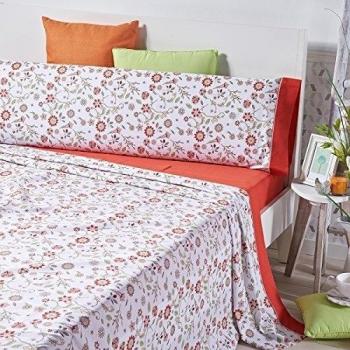 Sancarlos - Juego de sábanas estampadas sallent rojas - fácil planchado - 3/4 piezas - varios tamaños disponibles