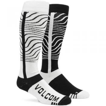 Volcom Calcetines de snowboard pesados Heavy Over-the-Calf, color negro y blanco, talla S