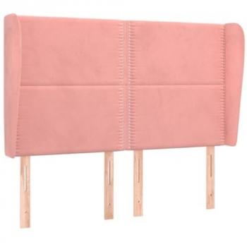 Cabecero con orejas de terciopelo rosa 147x23x118/128 cm