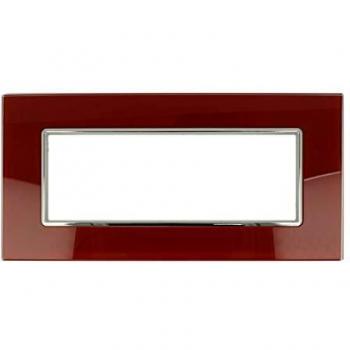 Placa Cristal 6M Rojo Pompeiano Efecto Vidrio Compatible con Bticino Axolute