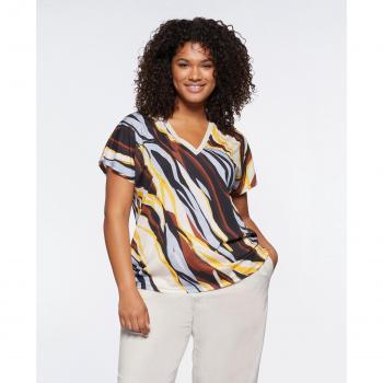 Camiseta de mujer Fiorella Rubino con estampado de cebra y escote de pico