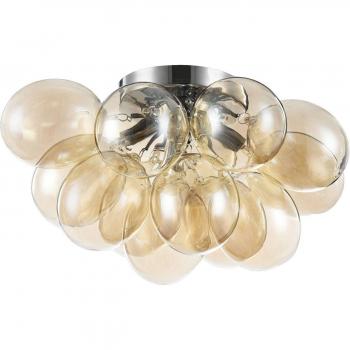 Plafón de Techo Semi Empotrado Maytoni Balbo, 4 Luces G9, Acabado Níquel y Vidrio Ámbar