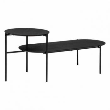 Mesa de Centro Kemi 2 Niveles Melamina Negro 118x48x43 cm