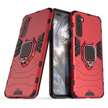 Funda Magnética Con Anillo Para Móvil Oneplus Nord 5G Roja, Carcasa Antigolpes Resistente y Rígida con Tecnología de Absorción de Golpes, Soporte para Ver Multimedia en Manos Libres