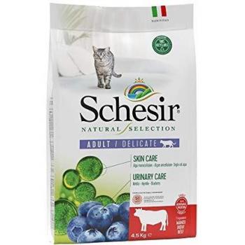 Schesir, Pienso Completo Y Equilibrado para Gatos Adultos, Línea Natural Selection con Alto Contenido En Buey, Croquetas - Formato Bolsa De 4,5 Kg
