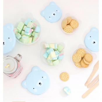 A Little Lovely Company SBBEBU02 - Set de 4 cajas, diseño oso, color azul