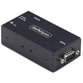 StarTech.com 1-Port PoE Serial to Ethernet Adapter for Remote RS232 Devices, Wall/DIN Rail Mountable, RJ45 LAN DB9 Converter