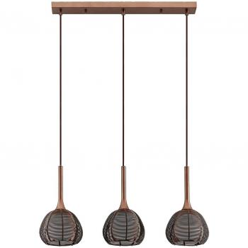 Lámpara colgante Tetira de Lucande, moderna, 3 luces E14, color marrón, material metal y e.o., adecuada para salón y comedor