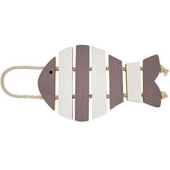 Générique pescado Salvamanteles de madera 33 x 16 x 2 cm, madera, Marrón/blanco, 33x16x2 cm