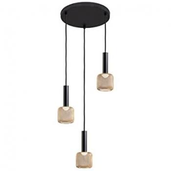 Lámpara Colgante Sincro Dimmable de 3 Luces en Negro Mate y Oro, 3000K, 1350Lm