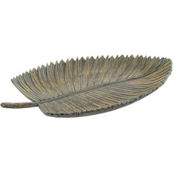 Centro de Mesa Hoja Tropical Gris 39x23x5 cm