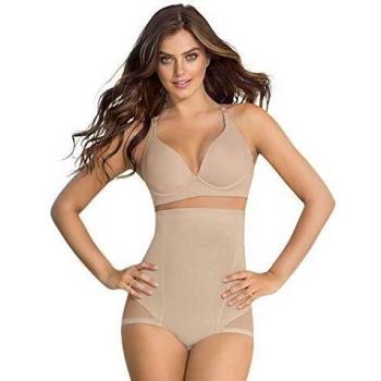 Leonisa Women's Truly Invisible High-Waist Control Brief in Beige, Size Large