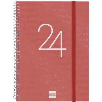 Agenda Finocam 2024 Year E10 Semana Vista Horizontal Rojo Espiral 155x212mm